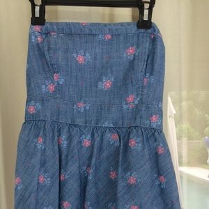 Blue floral strapless Hollister dress
